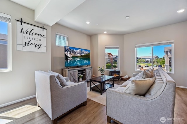 17401 118th Avenue Ct E Unit A, Puyallup, WA 98374 - living room with wood finished floors and recessed lighting