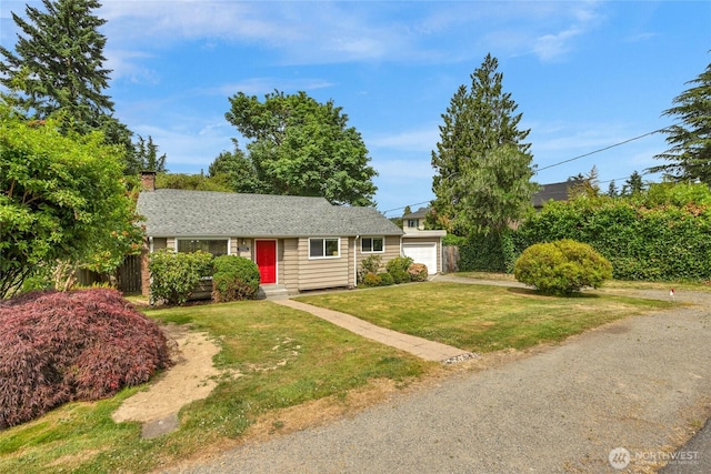 13743 36th Ave NE, Seattle, WA 98125 - ranch-style home with a front lawn, a chimney, and driveway