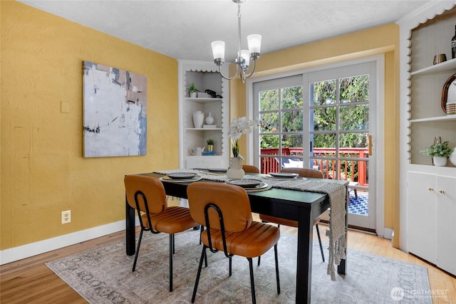 13743 36th Ave NE, Seattle, WA 98125 - dining area featuring a chandelier, wood finished floors, and built in features