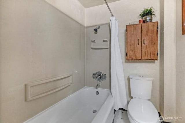 13743 36th Ave NE, Seattle, WA 98125 - bathroom featuring toilet and shower / bath combo with shower curtain