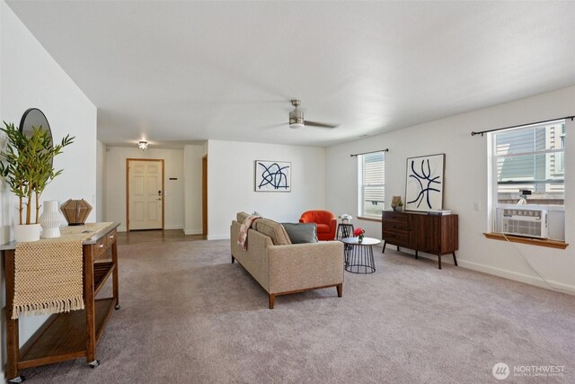 29664 127th Pl SE, Auburn, WA 98092 - living room with light colored carpet, ceiling fan, and cooling unit