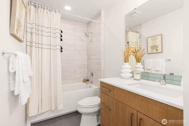 5175 42nd Ave S, Seattle, WA 98118 - full bath with vanity, shower / bath combination with curtain, and tile patterned floors