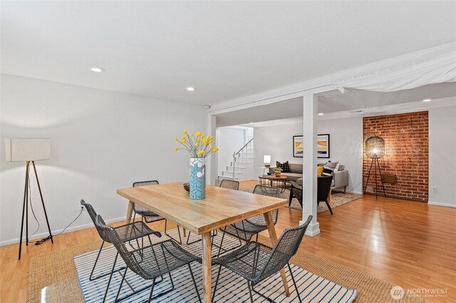 4603 15th Ave S, Seattle, WA 98108 - dining room with stairs, light wood-style floors, and recessed lighting