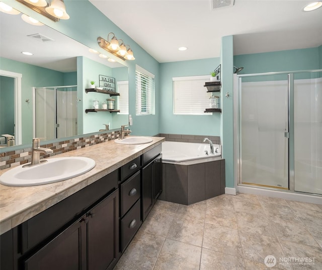 15527 E 82nd Ave E, Puyallup, WA 98375 - full bath featuring double vanity, a stall shower, and a garden tub