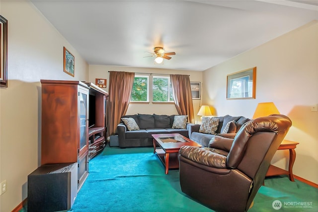 221 S Prairie Carbon River Rd E, South Prairie, WA 98385 - living area with carpet and ceiling fan