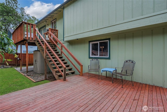 221 S Prairie Carbon River Rd E, South Prairie, WA 98385 - wooden deck featuring stairs