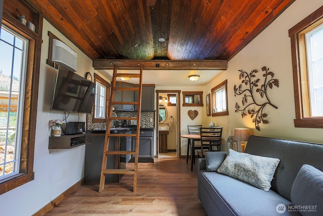 180 Country River Ln, Entiat, WA 98822 - living room with a wooden ceiling with exposed beams and wood finished floors
