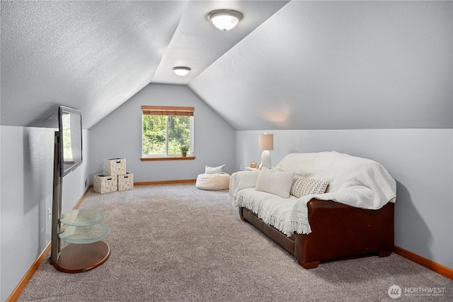 2502 218th St E, Spanaway, WA 98387 - carpeted bedroom featuring lofted ceiling and a textured ceiling
