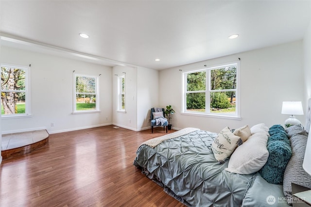 13617 436th Ave SE, North Bend, WA 98045 - bedroom with multiple windows, wood finished floors, and recessed lighting