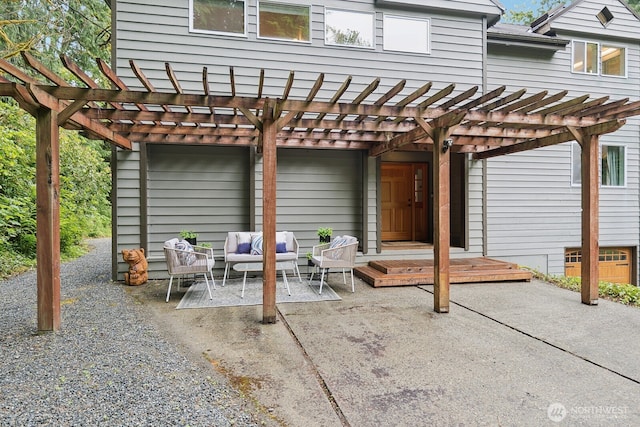 45908 SE Edgewick Rd, North Bend, WA 98045 - view of patio / terrace featuring an outdoor hangout area and a pergola
