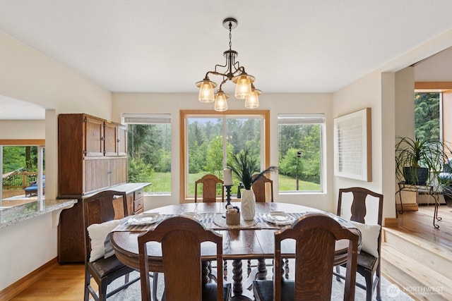 45908 SE Edgewick Rd, North Bend, WA 98045 - dining room with light wood finished floors, plenty of natural light, and a chandelier