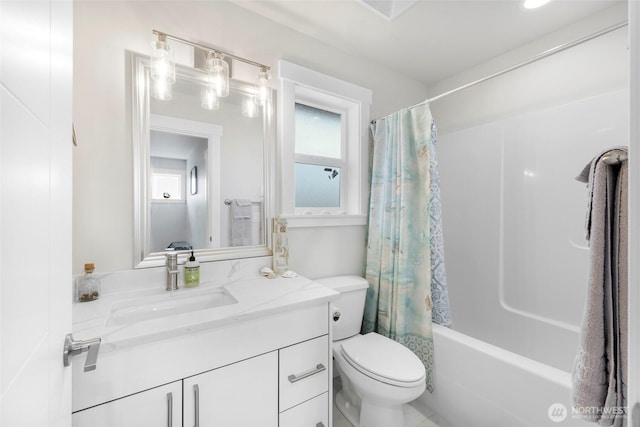 4123 Stuart Cir, Ferndale, WA 98248 - bathroom with vanity and shower / tub combo with curtain