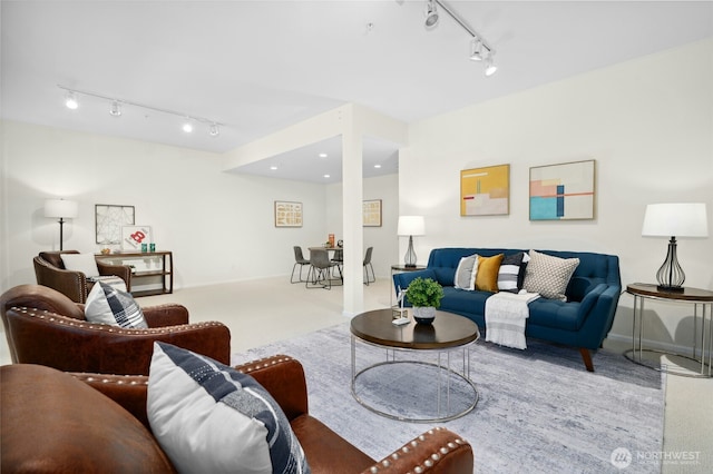2840 139th Ave SE Unit 9, Bellevue, WA 98005 - living room featuring rail lighting and carpet floors