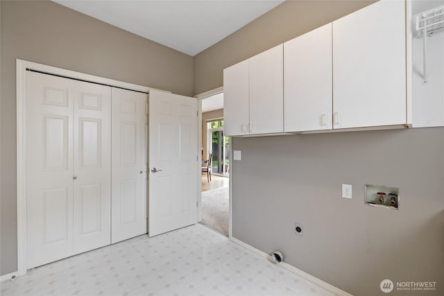 11318 34th Dr SE, Everett, WA 98208 - laundry room with cabinet space, hookup for a washing machine, light flooring, and electric dryer hookup