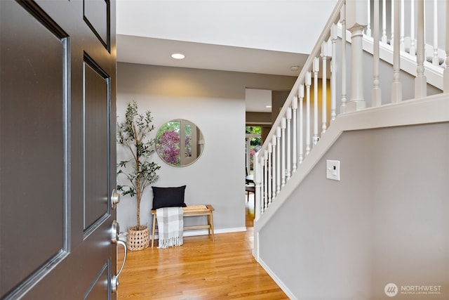 11318 34th Dr SE, Everett, WA 98208 - foyer with recessed lighting, stairway, and light wood-style floors