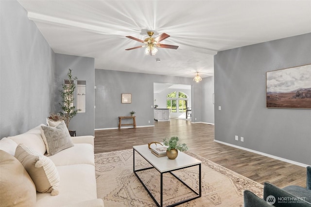 187 Dusty Ln, Chehalis, WA 98532 - living area featuring wood finished floors and a ceiling fan