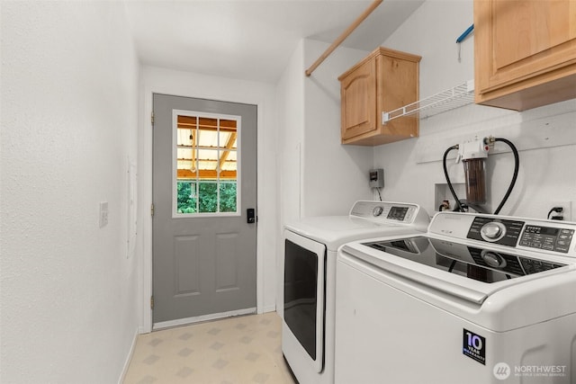 187 Dusty Ln, Chehalis, WA 98532 - laundry area with cabinet space, light flooring, and separate washer and dryer