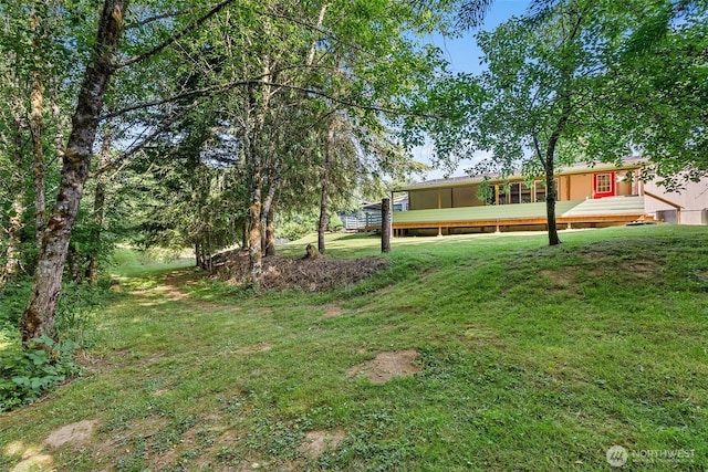 187 Dusty Ln, Chehalis, WA 98532 - view of grassy yard with a wooden deck