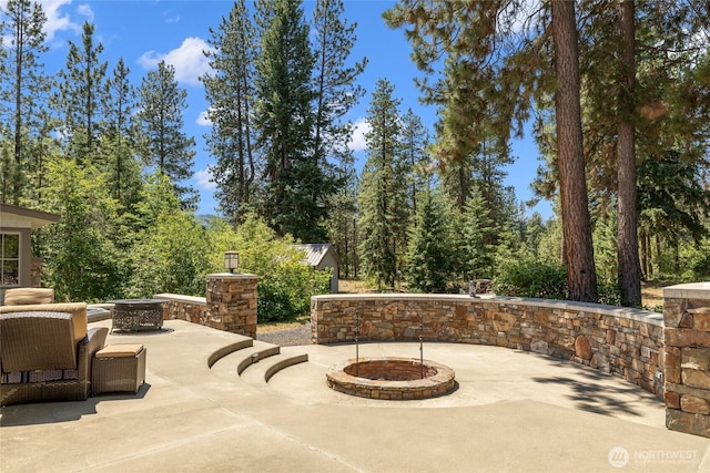 401 Quail Valley Rd, Cle Elum, WA 98922 - view of patio featuring an outdoor fire pit