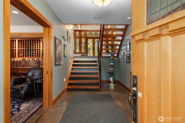 401 Quail Valley Rd, Cle Elum, WA 98922 - foyer with finished concrete floors and stairway