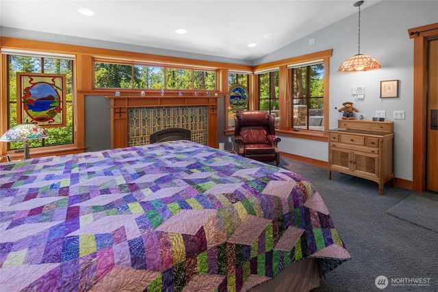 401 Quail Valley Rd, Cle Elum, WA 98922 - carpeted bedroom with lofted ceiling, multiple windows, and recessed lighting