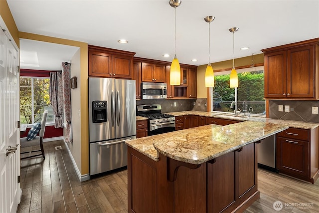 15214 102nd Ave NE, Bothell, WA 98011 - kitchen with stainless steel appliances, dark wood-style floors, plenty of natural light, and recessed lighting