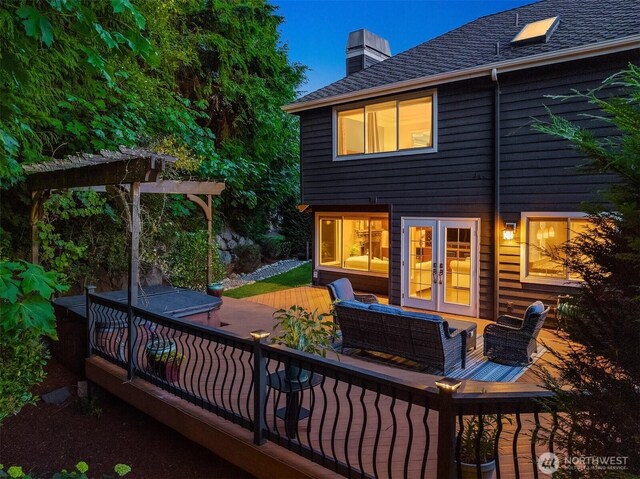 15214 102nd Ave NE, Bothell, WA 98011 - wooden terrace with french doors and an outdoor living space