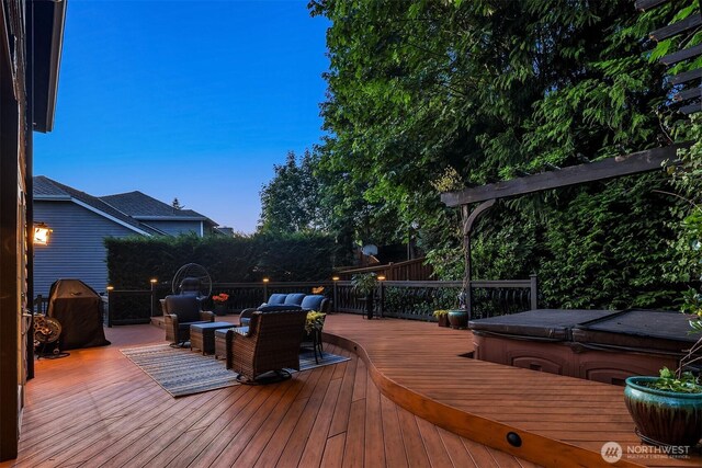 15214 102nd Ave NE, Bothell, WA 98011 - deck with a covered hot tub and outdoor dining area