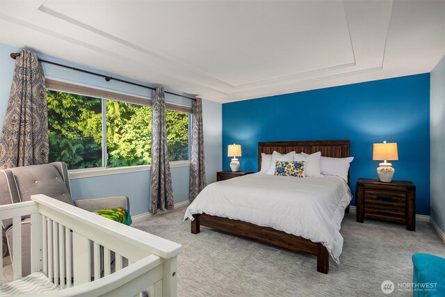 15214 102nd Ave NE, Bothell, WA 98011 - bedroom featuring a raised ceiling and carpet