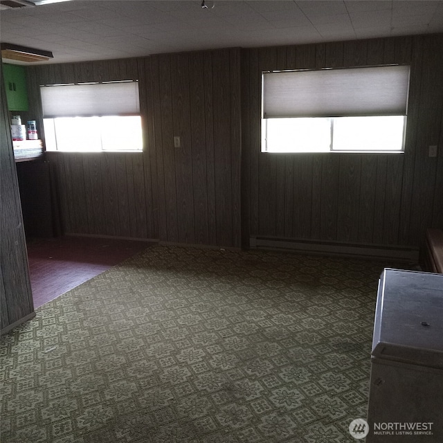 11072 Peacock Ln, Burlington, WA 98233 - spare room with plenty of natural light, wooden walls, and a baseboard radiator