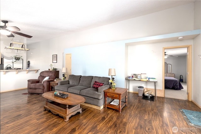 6321 199th Loop SW, Rochester, WA 98579 - living area with a ceiling fan and wood finished floors