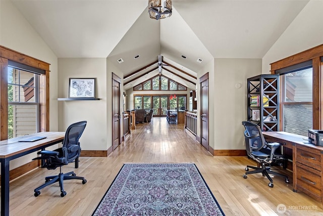 16060 Telemark Ln, Leavenworth, WA 98826 - office space with vaulted ceiling, light wood finished floors, and french doors