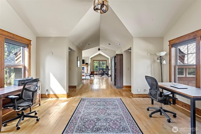 16060 Telemark Ln, Leavenworth, WA 98826 - office space featuring lofted ceiling, healthy amount of natural light, light wood-style floors, and a ceiling fan