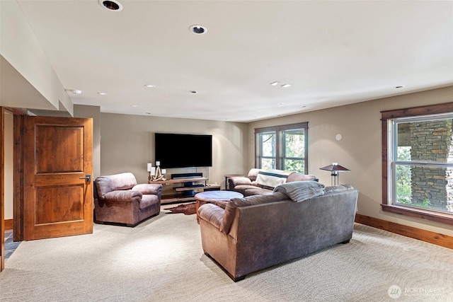 16060 Telemark Ln, Leavenworth, WA 98826 - living room featuring recessed lighting and light colored carpet