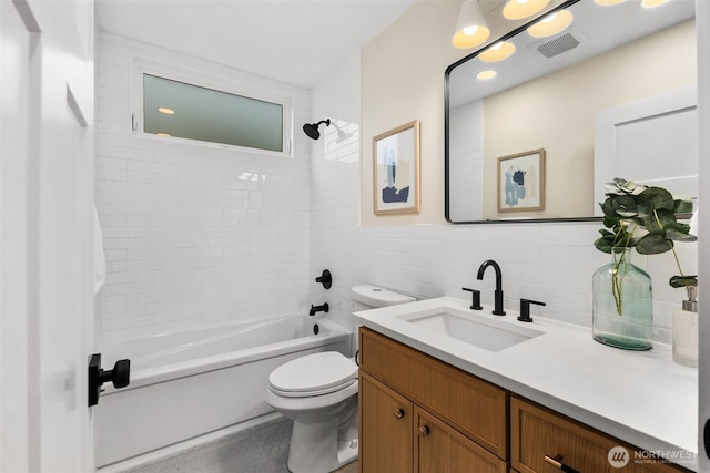 2939 36th Ave S, Seattle, WA 98144 - full bathroom featuring tile walls, vanity, and bathing tub / shower combination