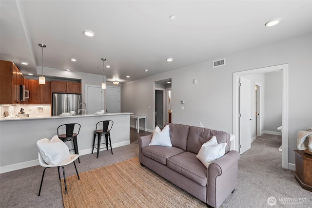 4961 Main St Unit 719, Tacoma, WA 98407 - living room with light carpet and recessed lighting