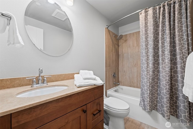 4961 Main St Unit 719, Tacoma, WA 98407 - full bathroom featuring vanity and shower / bath combo with shower curtain