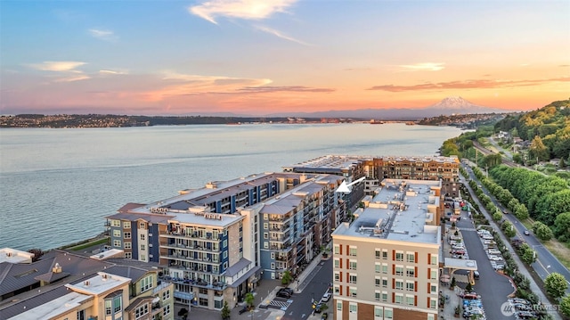 4961 Main St Unit 719, Tacoma, WA 98407 - aerial view at dusk of a water view and a view of apartment building / complex