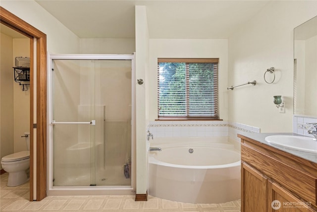 20523 193rd Avenue Ct E, Orting, WA 98360 - full bathroom with vanity, a garden tub, and a shower stall