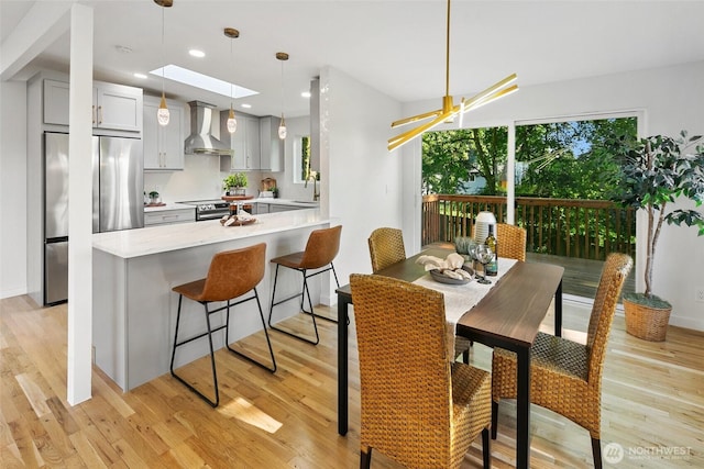 12569 37th Ave NE, Seattle, WA 98125 - dining area featuring light wood-style flooring, plenty of natural light, recessed lighting, and a skylight