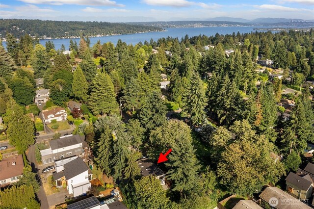 12569 37th Ave NE, Seattle, WA 98125 - aerial overview of property's location featuring a water and mountain view and nearby suburban area