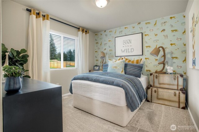 19710 140th Avenue Ct E, Graham, WA 98338 - bedroom with carpet flooring and wallpapered walls