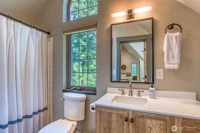 87 Levon Ln, Orcas Island, WA 98243 - full bath with vanity and a shower with shower curtain