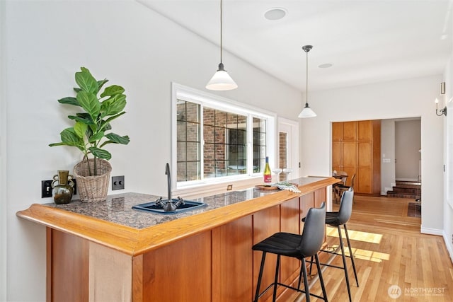 3851 Cliffside Dr, Bellingham, WA 98225 - indoor bar featuring light wood-type flooring and pendant lighting