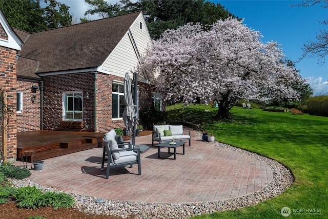 3851 Cliffside Dr, Bellingham, WA 98225 - view of patio / terrace with an outdoor living space and a deck