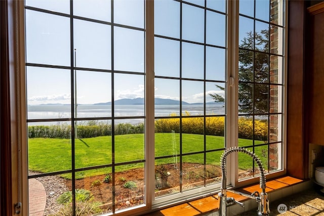 3851 Cliffside Dr, Bellingham, WA 98225 - kitchen view of a water and mountain view