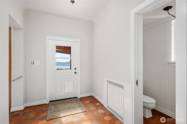 3851 Cliffside Dr, Bellingham, WA 98225 - entryway featuring radiator and baseboards