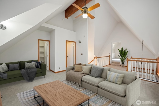 3851 Cliffside Dr, Bellingham, WA 98225 - living area with a ceiling fan and light colored carpet