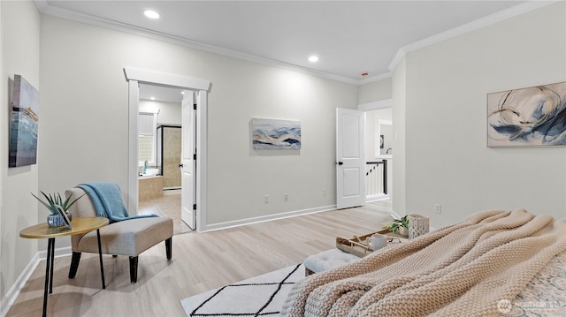 11832 158th Ave NE, Redmond, WA 98052 - living area with light wood-style flooring, crown molding, and recessed lighting