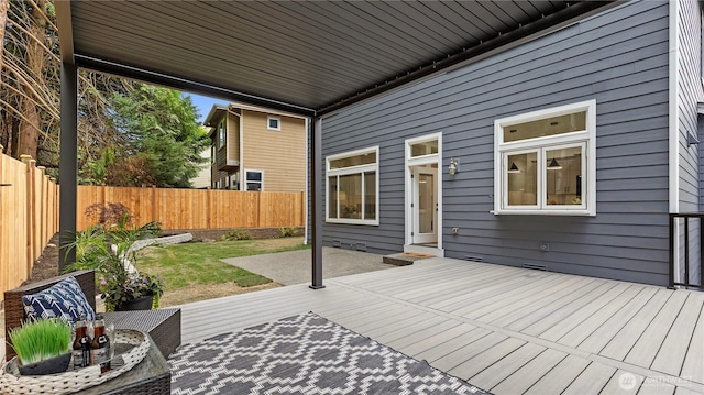 11832 158th Ave NE, Redmond, WA 98052 - wooden terrace with a fenced backyard and a patio area